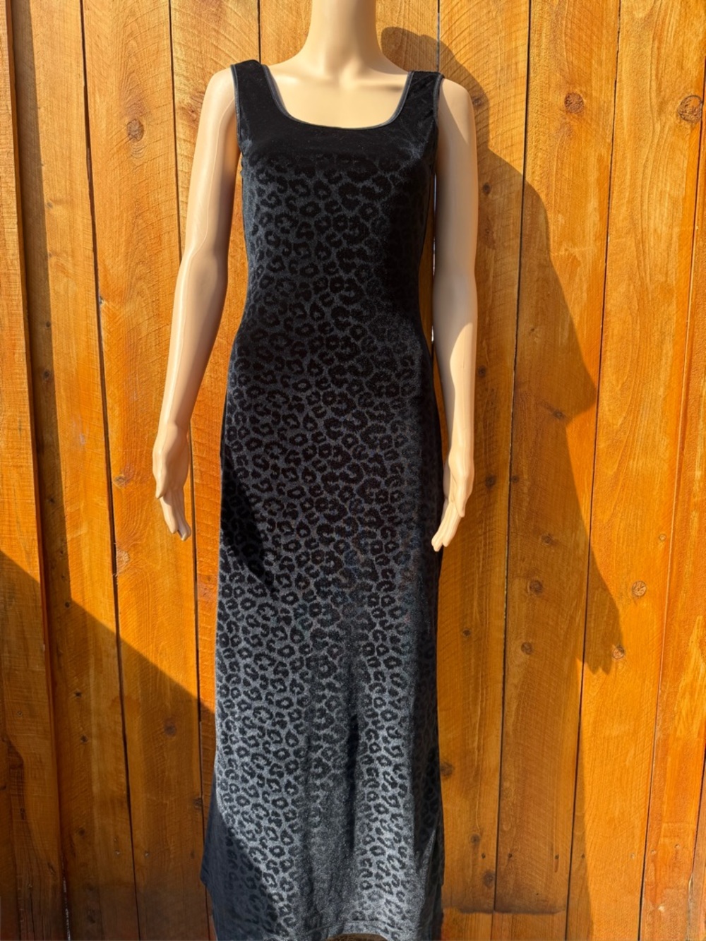Vintage 90’s Rampage Black Velvet Fit & Drape Leopard Print Dress - Small